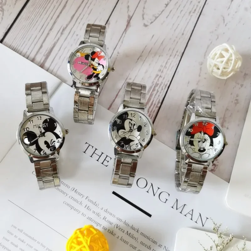 Disney Mickey Mouse Minnie Cartoon Watch Kids Boys Girls Watch Steel Student Quartz Adult Watch Toys Regali Di Compleanno