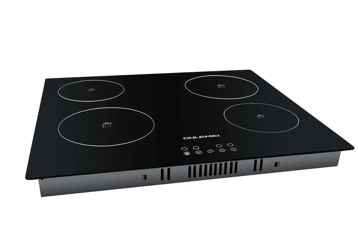 Premium Four-Zone Black Glass Ceramic Induction Cooktop Seamless Touch Control Stainless Steel Electric Stove Kitchen Use