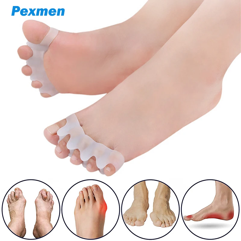 Pexmen 2Pcs/Pair Toe Separators Spreaders & Straighteners Relief Toes and Foot Pain Toe Spacer for Hammer and Overlapping Toes pexmen 2pcs gel toe separator protectors restore toes to original shape toes bunions corrector for overlapping and hammer toes