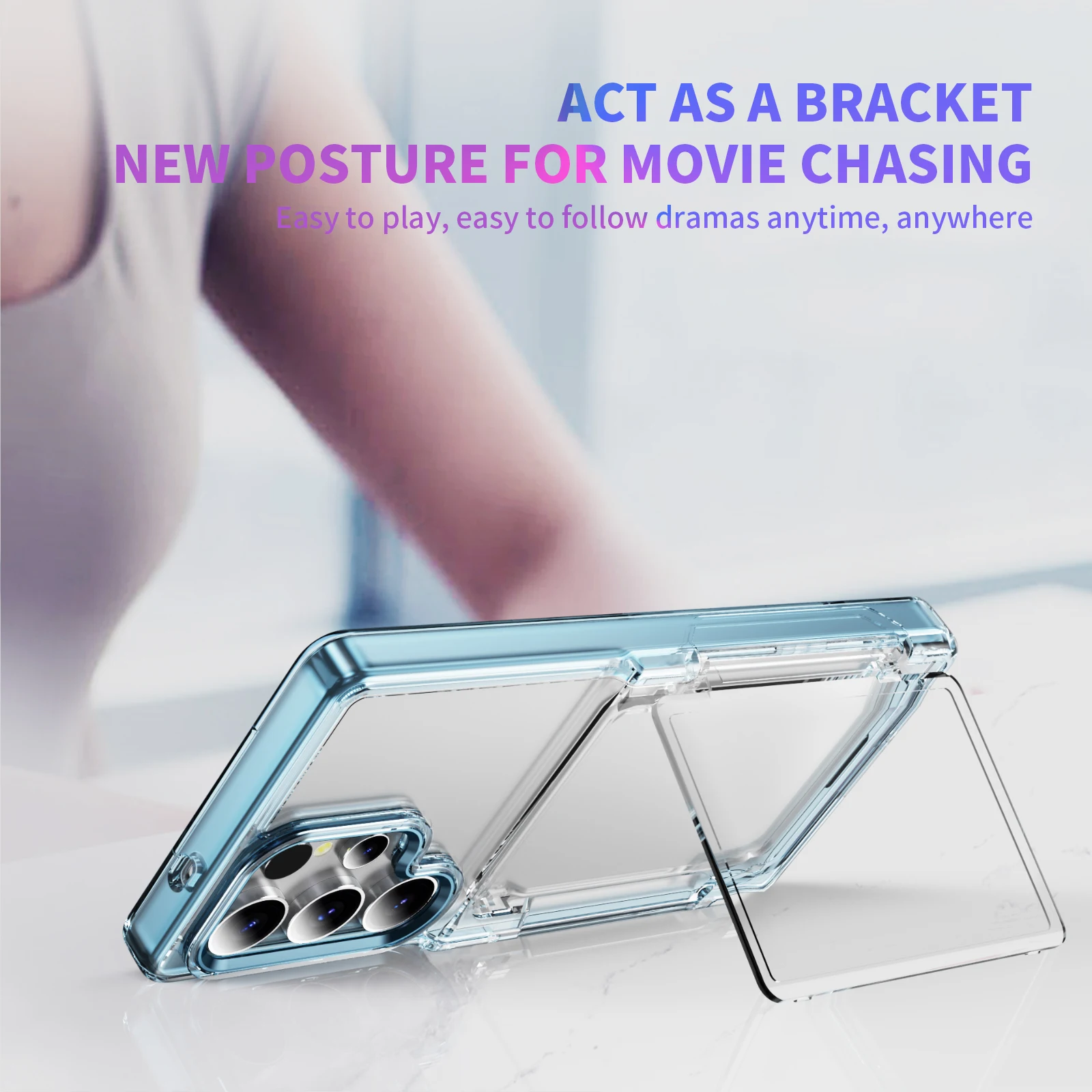 Luxury Transparent Stand Shockproof Phone Case with Card Slot Holder