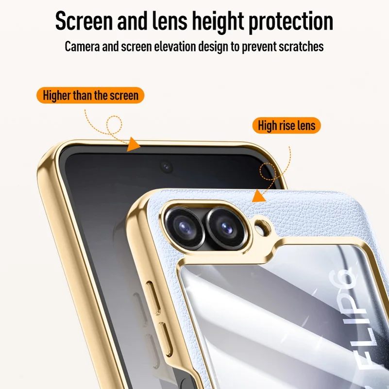 Electroplate Spring Hinged Leather Tempered Glass Protective Case - All-Inclusive Cover