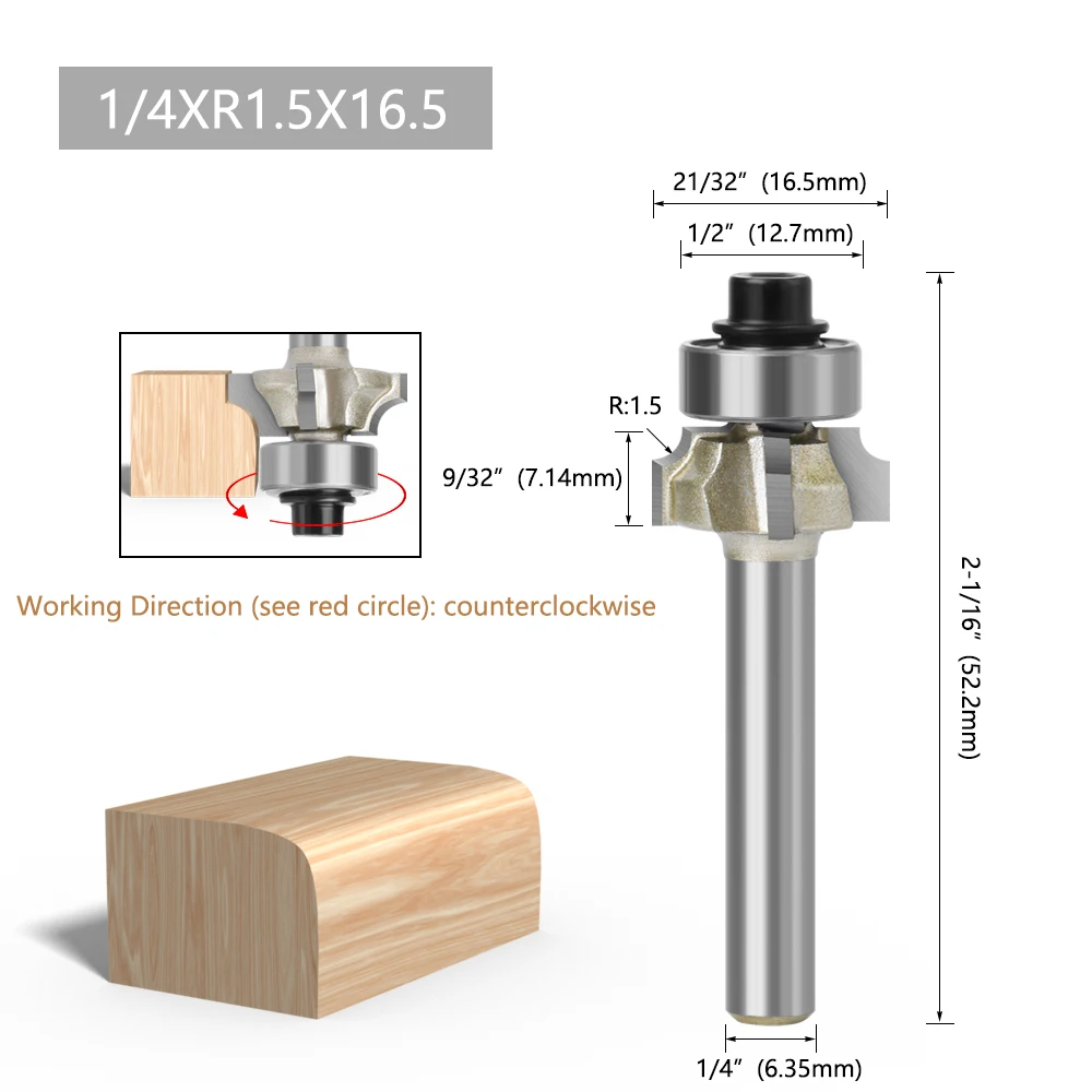 LAVIE 1pc 6mm 1/4 Schaft Z4 Ecke Runde Router Bit R1 R2 R3 Mühle Klassische Cutter Bit Trim einfassung Holzbearbeitung – Detail 3