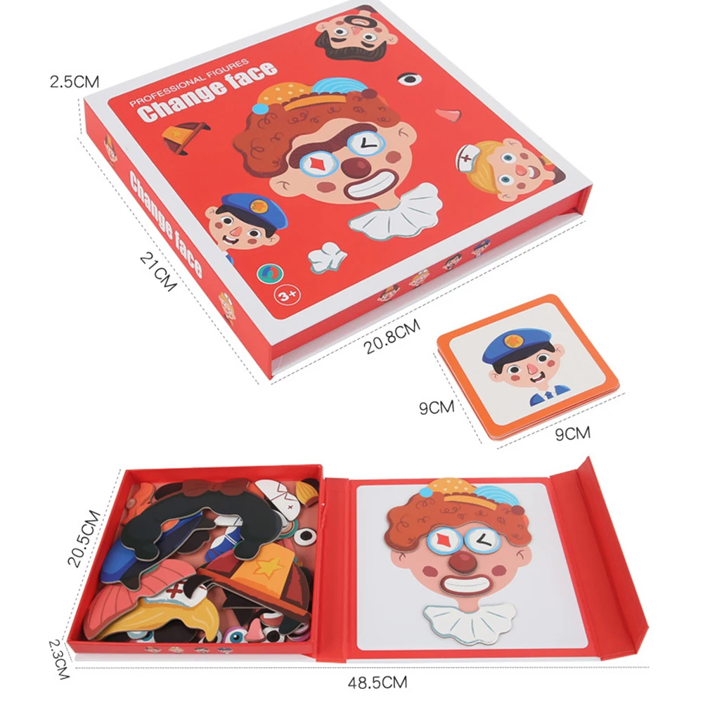 Magnetic Puzzle Boy Face Dress Up Game Book Shaped S.T.E.M. Montessori Toys Learning Educational Gift for Ages 3+
