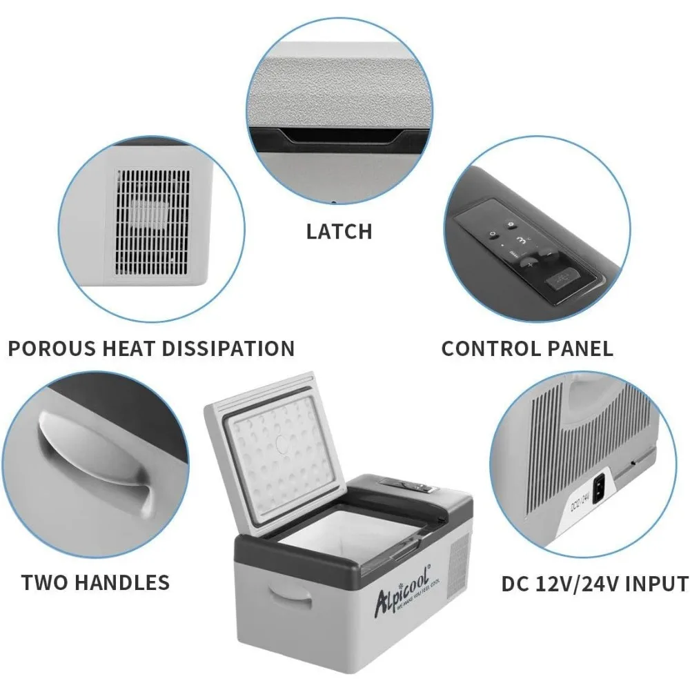 C15 Portable Freezer,12 Volt Car Refrigerator, 16 Quart (15 Liter) Fast Cooling 12V Car Fridge -4℉~68℉, Car Coole 4