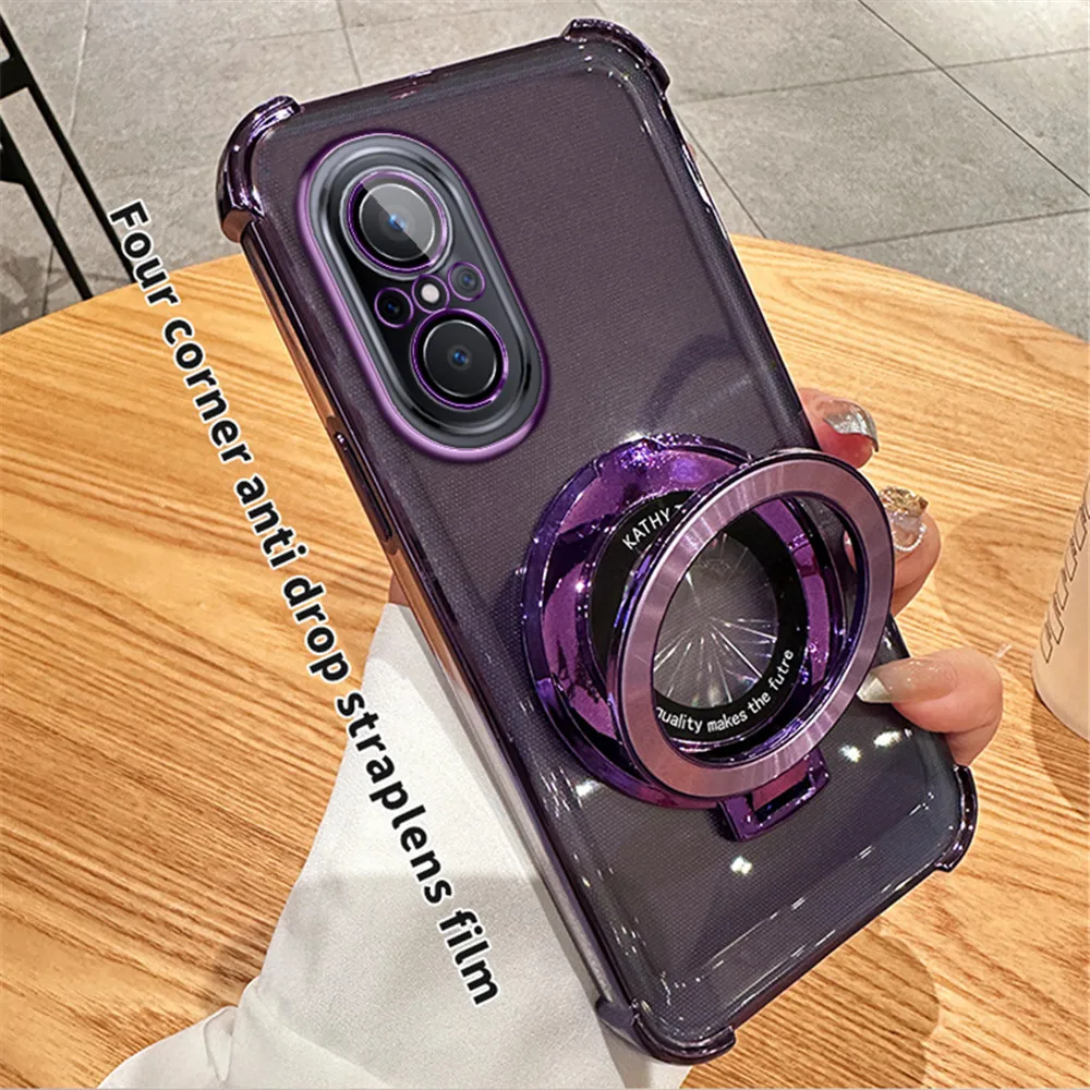 Transparent Shockproof Phone Case with Magnetic Stand Holder