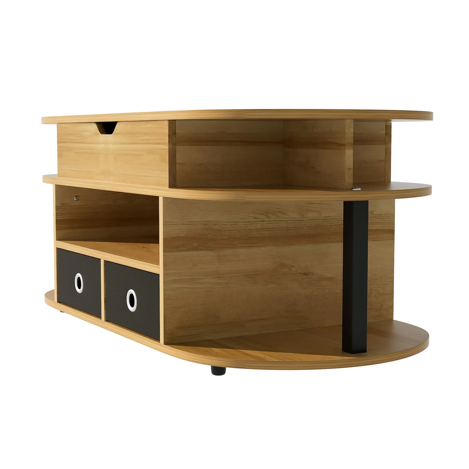 Modern Wooden Coffee Table With Lifting Function, Large Storage Space Black Fabric Drawers, Versatile Sidetable For Living Room – Detail 13