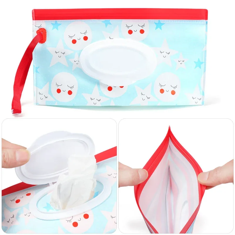 EVA Baby Wet Wipe Pouch Cute Snap-Strap Refillable Wet Wipes Bag Flip Cover Tissue Box Outdoor Useful Baby Stroller Accessory baby wipe case