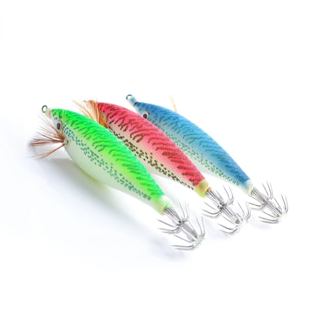 Luminous Wood Shrimp Squid Hook 11cm 14.7g Artificial Fishing