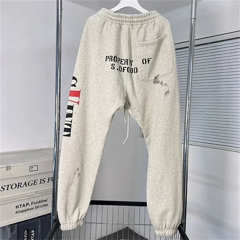 24ss Saint Michael Washed White Pants 1:1 Top Quality Oversized Drawstring Men Pants
