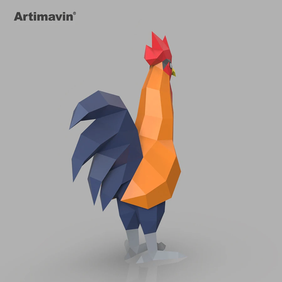Rooster Creative Handmade DIY Origami 3D Paper Carving Model Interior Decoration Paper Art Trendy Toys