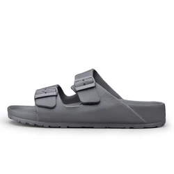 Men's Lightweight Adjustable Summer Slides - Soft, Anti-Slip Slippers, Sizes 35-49 - 43 (Gray)
