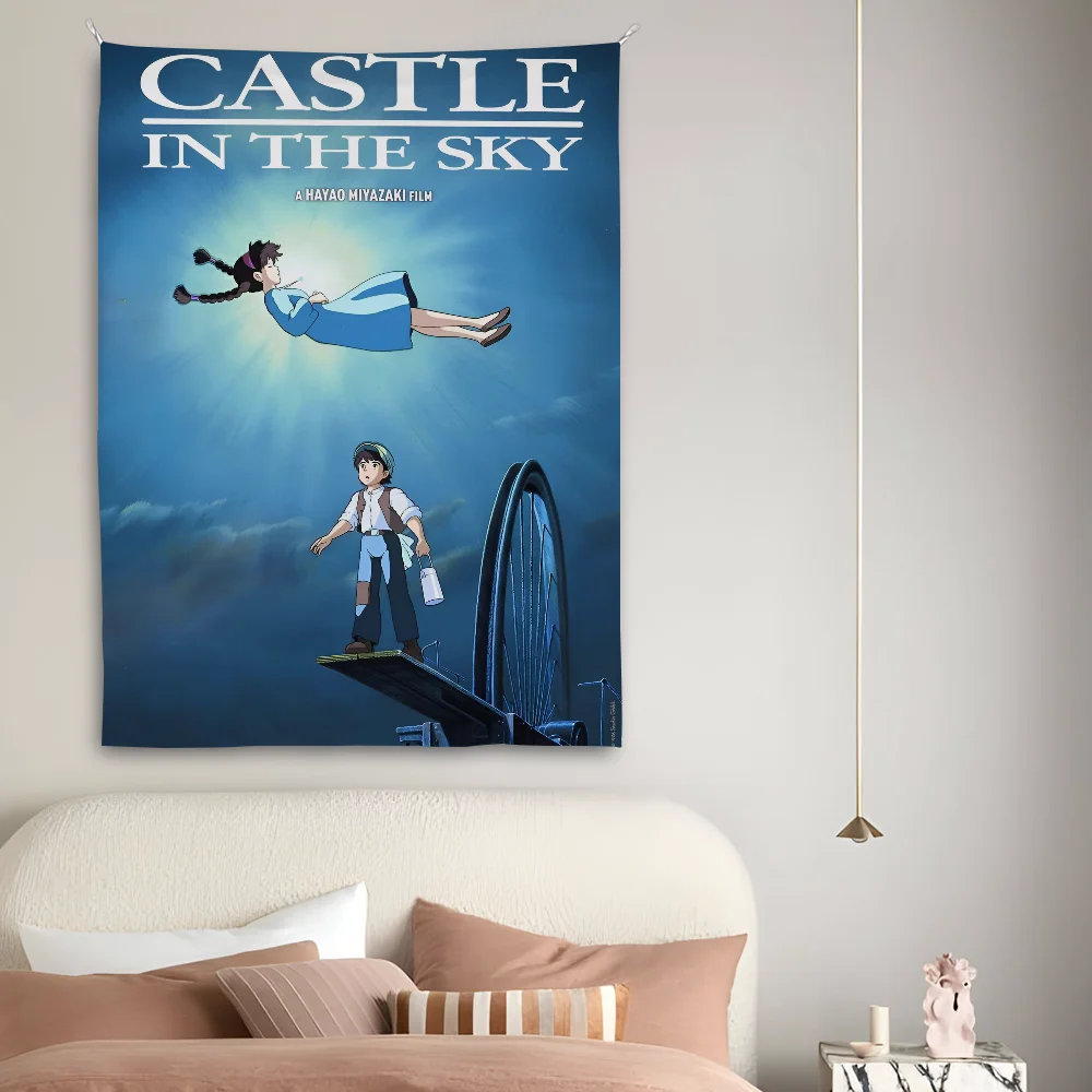 L-Laputa C-Castle In The SkyS Tapestry Bedroom Living Bar Garden Outdoor Microfiber Festival Decoration Background Art Banner