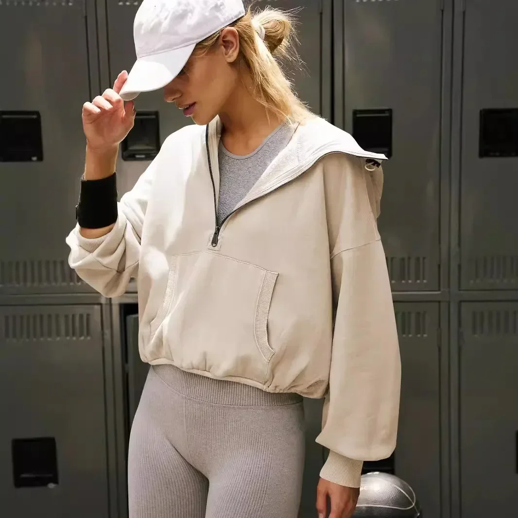 al yoga women's leggings Hooded Sweatshirt Sport Hoodie Zipper Drawstring Long Sleeve Top Jacket