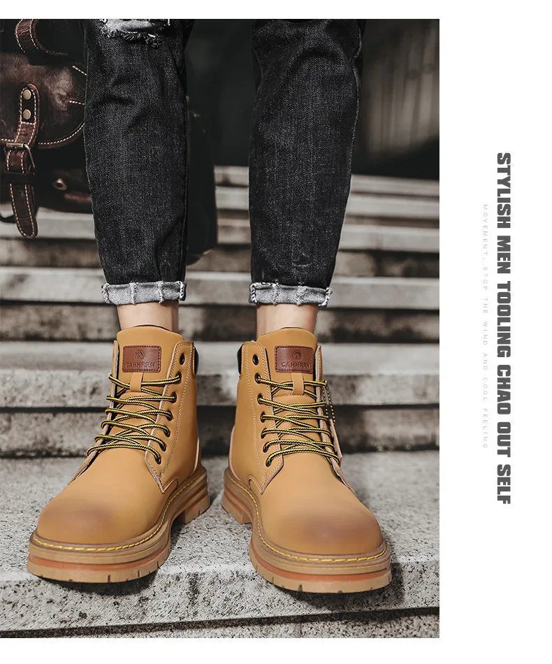 High Top Mens Leather Fashion Motorcycle Ankle for Men Winter Boots Man Shoes Lacing Botas Hombre_voghion.com