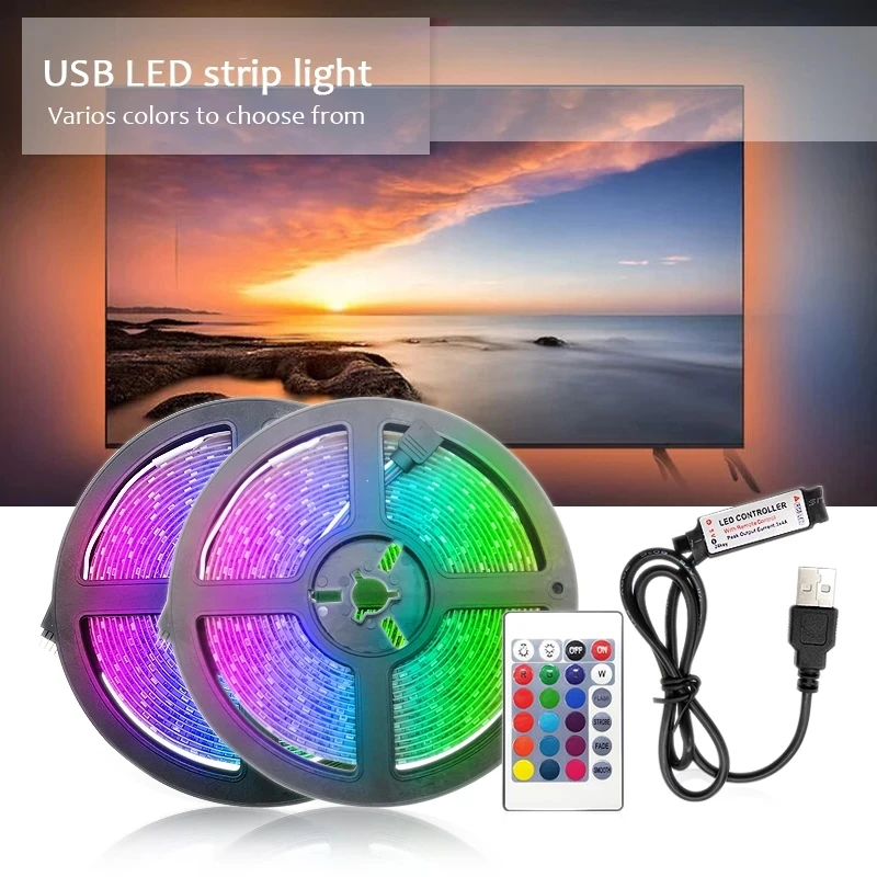 Usb Led Strip 12V Tv Backlight Cabinets Decoration Bedroom Outdoor Lighting  Ribbon 1M 2M 3M 4M 5M Rgb Tape Bluetooth Light Bulb