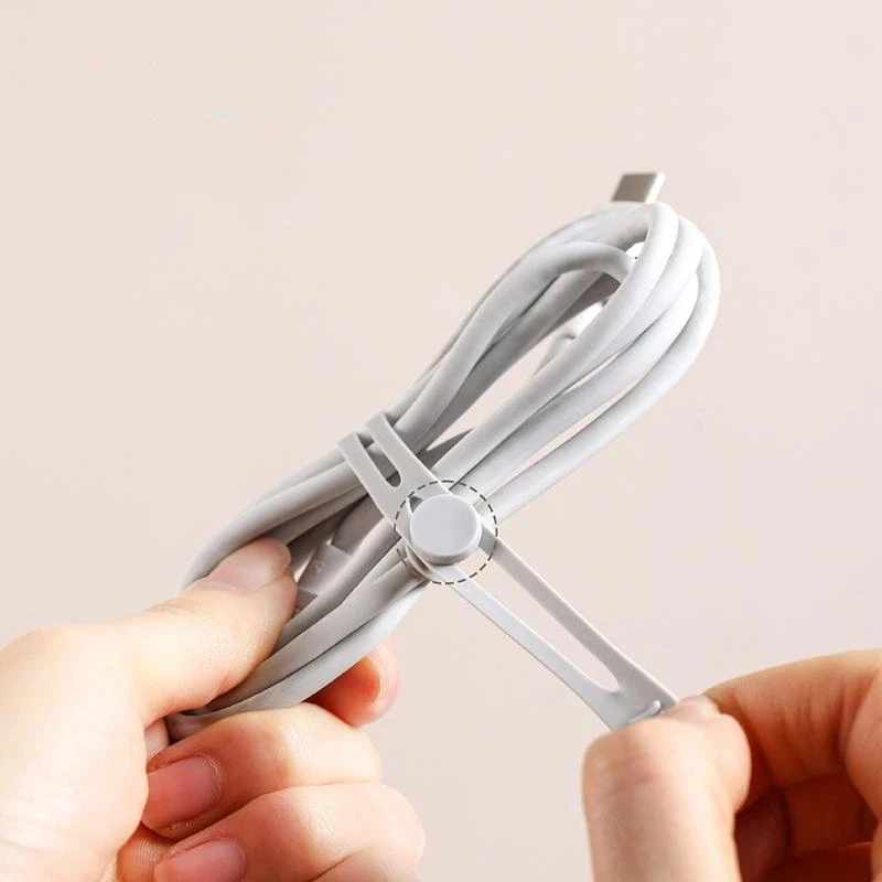 10 PCS 크리 에이 티브 실리콘 케이블 정리 도구 데이터 케이블 헤드폰 케이블 보관 충전 케이블 정렬 다기능 와인더 스트랩