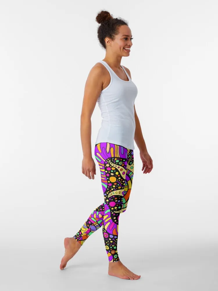 Trippy UV Rave Tentacles Black Light Trip Leggings Legging sexy woman