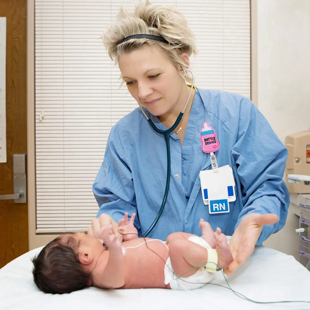 LC-6개 세트 산모실 간호사 펠트 배지 릴 NICU 간호사 접이식 귀여운 배지 홀더 (악어 클립 포함) 내구성 강함