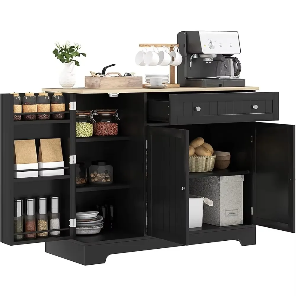 Modern Sideboard Buffet Cabinet with Storage, 41" Kitchen Pantry Cabinet with Door Shelves, Drawer, Adjustable Shelf, Cof 2