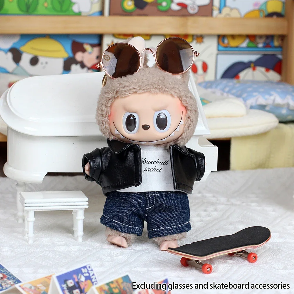 Mini Plush Doll Clothing Set - Flower Shirt, Leather Jacket, Skirt Gift Set