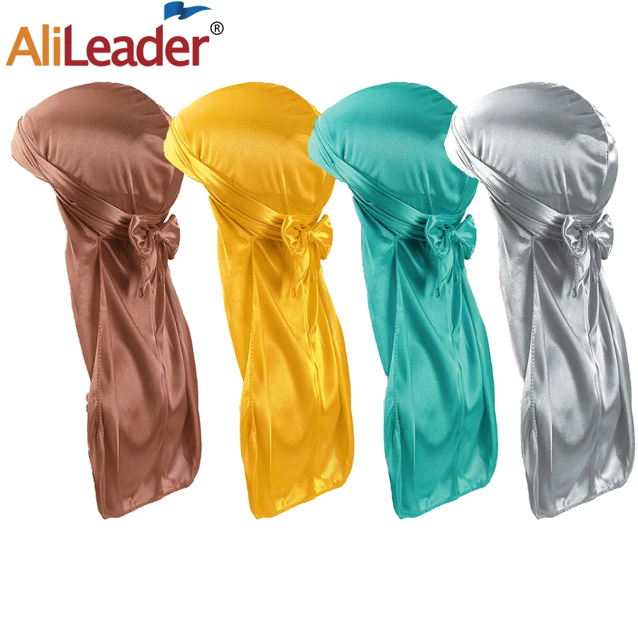 100 pçs seda durags para homens mulheres ondas seda durag pacote seda cetim  durag extra longo caudas correias bandanas vinho azul branco preto -  AliExpress