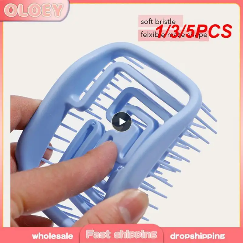 

1/3/5PCS Hollow Comb Green Preservative Massage Comb Shampoo Comb Beauty And Health Comb Choose High-quality Silicone