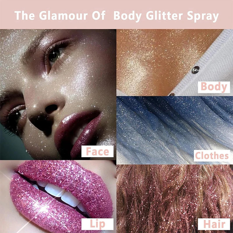 Diamond Highlighter Powder Spray Waterproof High Gloss Glitter Body Bronzer Highlight Powder Face Contour Illuminator Makeup 6