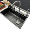 Kitchen Sink Feiyu Waterfall Sink 304 Stainless Steel Black Sink with Cup Washer And Knife Holder Kitchen Household Washbasin 1