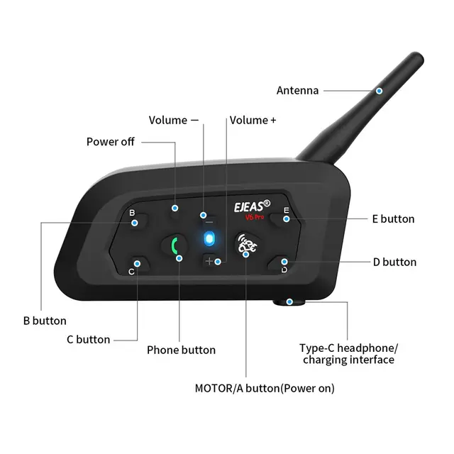 Helmet Communication System V6 Plus 1200M Helmet Intercom For