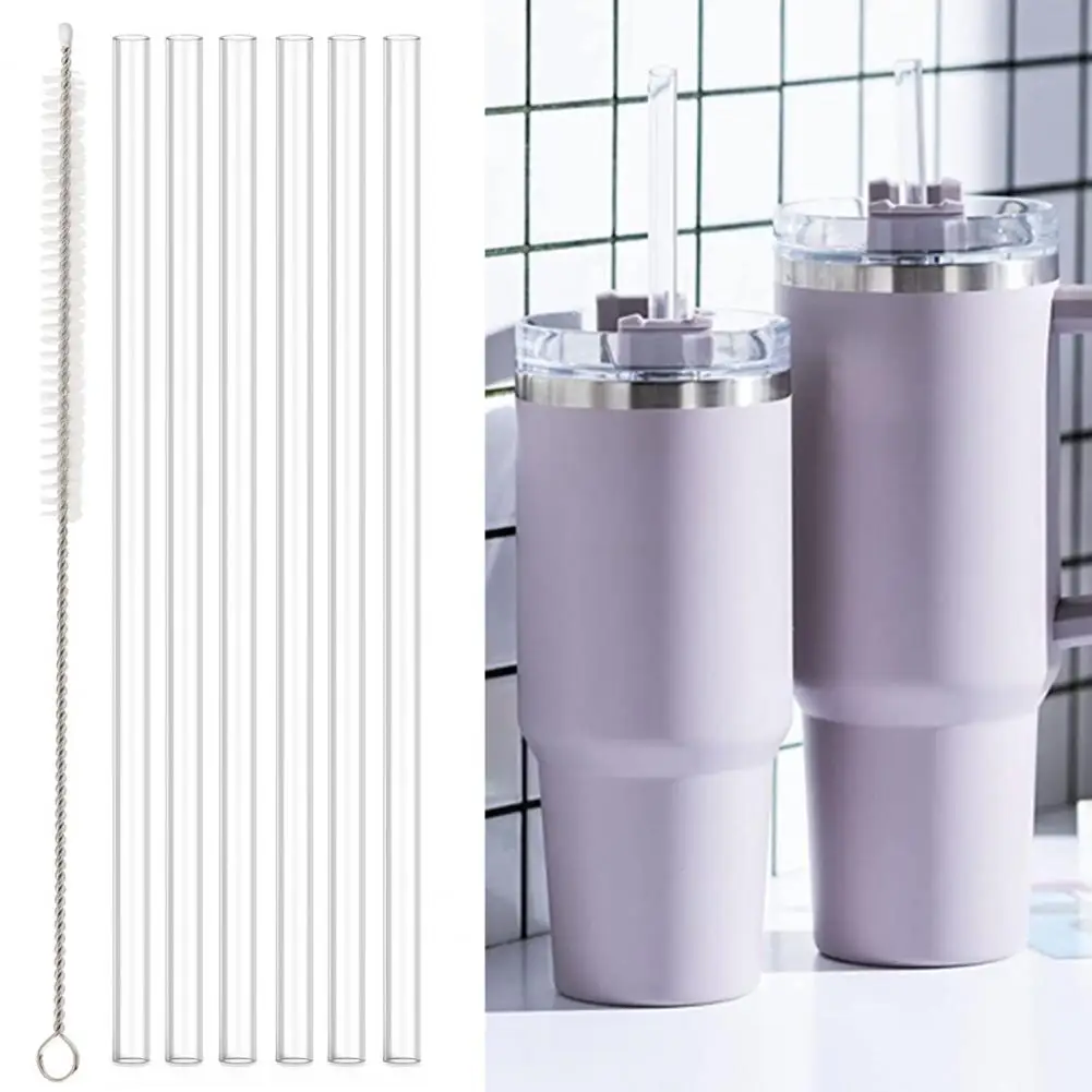 

1 Set Replacement Drinking Straw with Cleaning Brush Reusable Clear 20/30/40 OZ Adventure Travel Tumbler Straw Cup Accessories