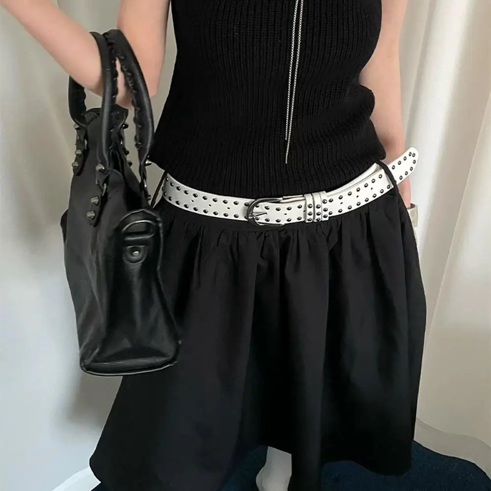 2026 New Women Belt Black Punk Y2K Rivet Belt Women's Sle Jeans Tie-in Vintage Belt Fashion Personality Black Belt Accessories