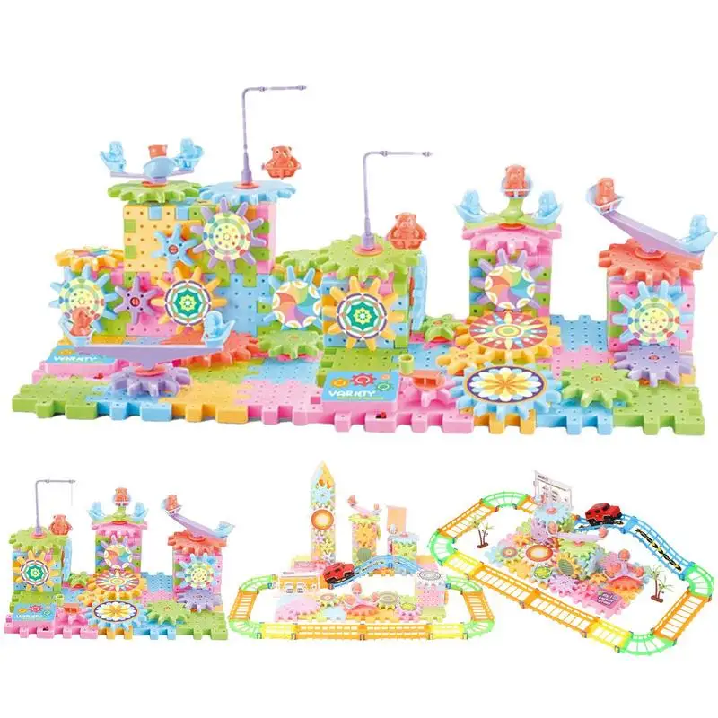 Building Blocks Gear Cogs Toy Electric Brick Building Gears Toy Set Reusable Interlocking Spinninggears Educational toy
