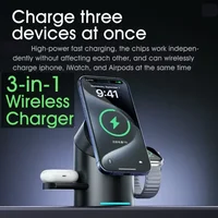 2026 Upgrade Qi2 3 In 1 Magnetic Touch Button Wireless Charger Tempered Glass Surface for IPhone17 16 15 IWatch Airpods Android