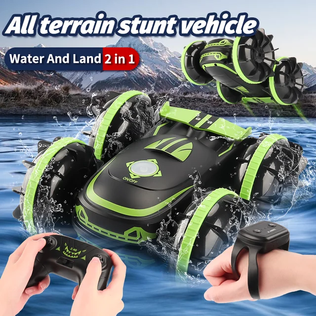 RC Car Toys 4Wd Amphibious Vehicle Boat Remote Control Cars RC Gesture Controlled Stunt Drift Car Toy For Kids Adults Children 1