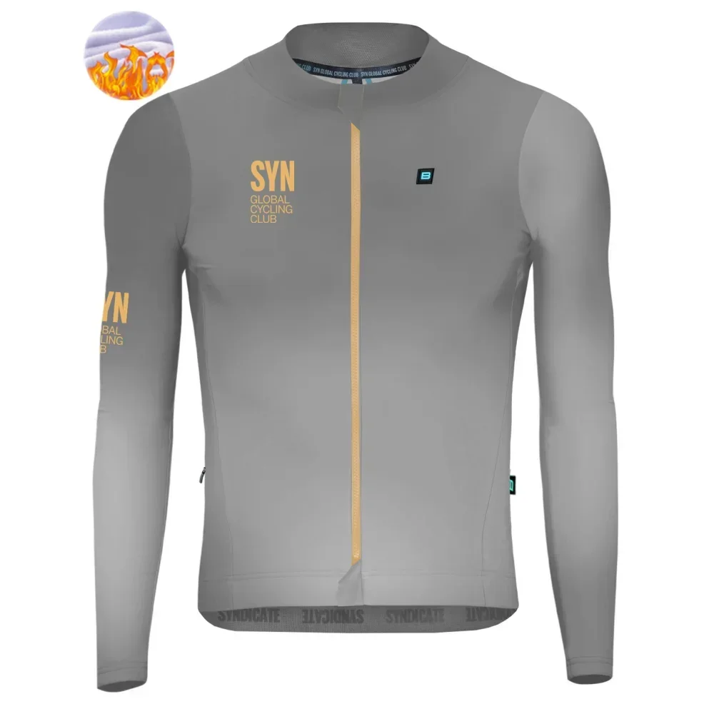 SYN Cycling Jersey Men's Set Cycling Clothing Winter Road Race Bike Shirt Suit MTB Long Sleeve Bicycle Thermal Jacket Suit Ropa