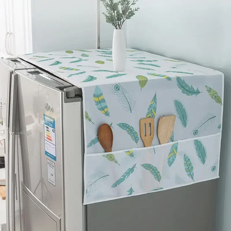 

Refrigerator Dust Cover with Storage Bag Washable Printing Multi-purpose Household Washing Machine Cabinet Dust Protection Cover