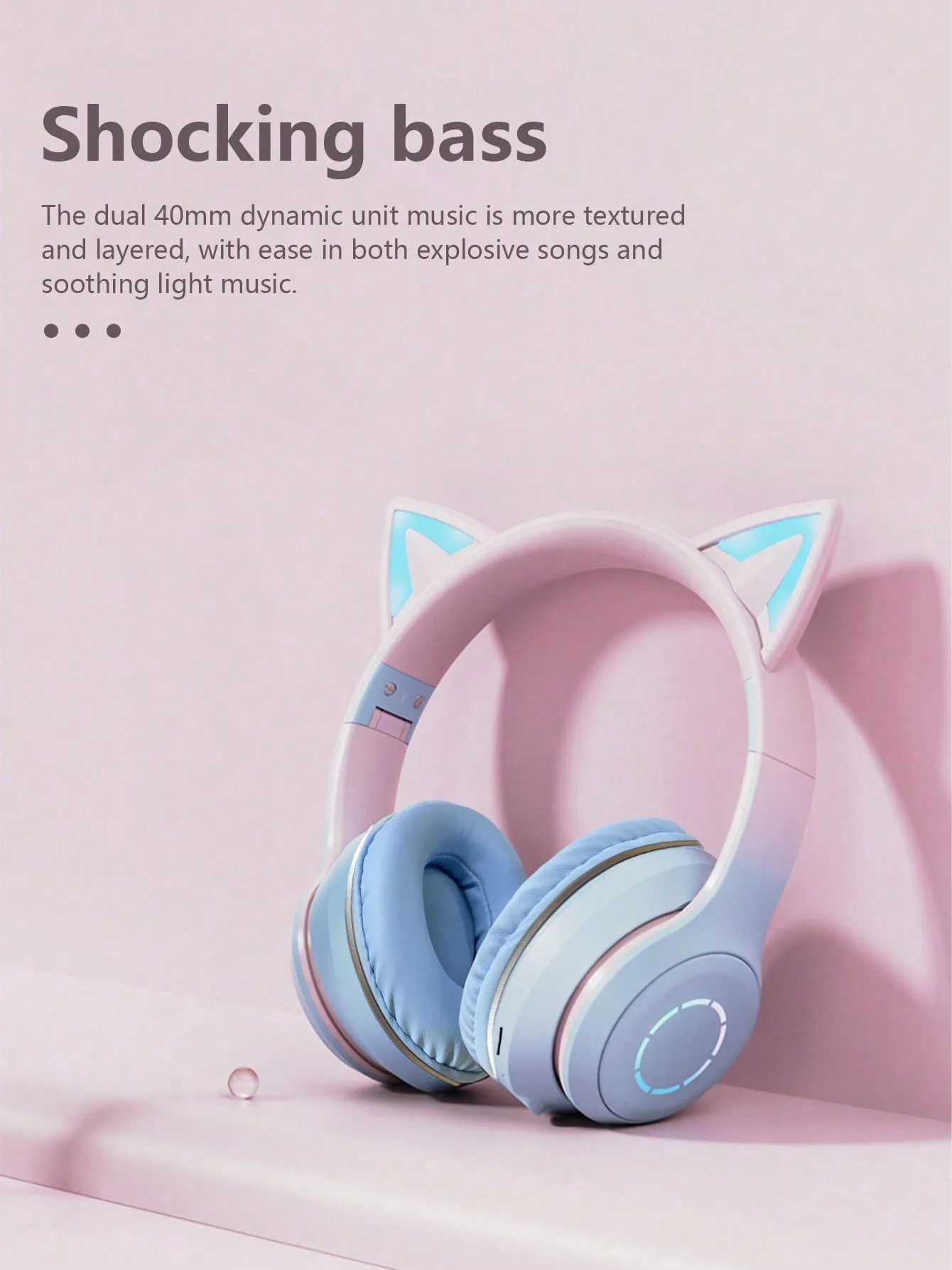 Description Picture 5 of itemWireless headset, long range, luminous cat ears wireless headset, gaming headset, cell phone computer ipad universal