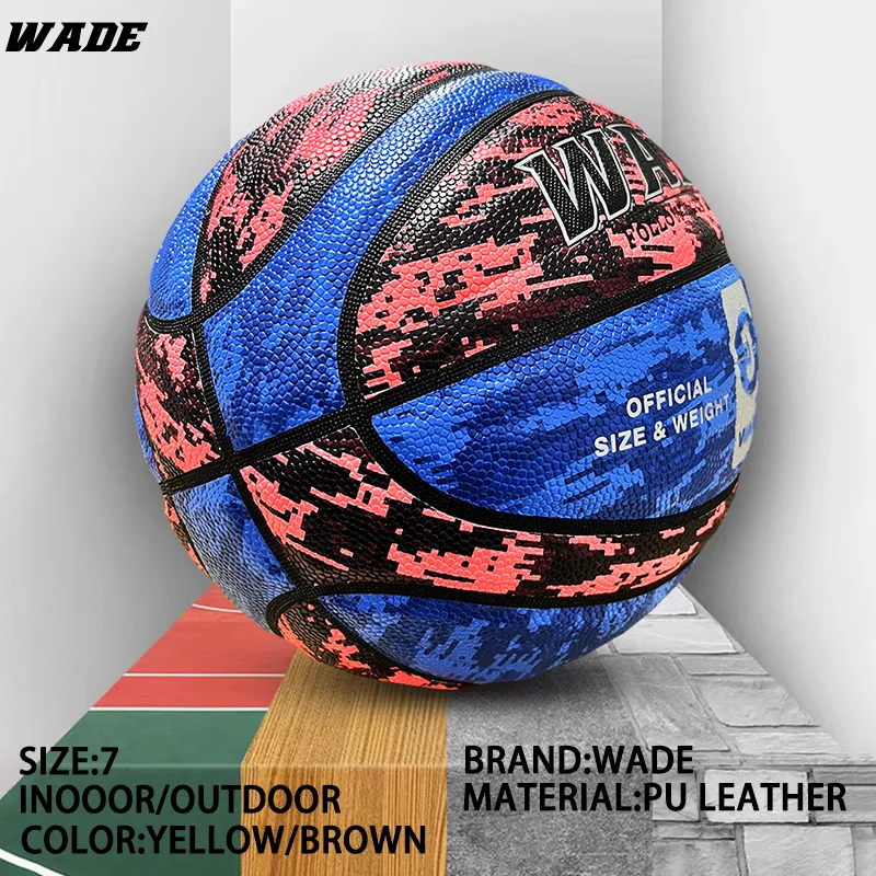 WADE Indoor/Outdoor 7# Basketball for Man Adult School Basketball PU Moisture Absorbing Leather Original Ball With Pump - Image 5