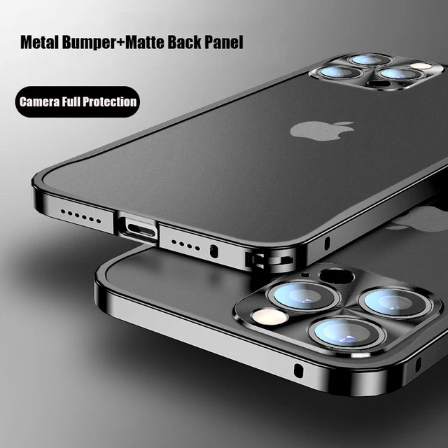 Case For iPhone 15 14 Pro Max 13 12 Aluminium Alloy Metal Bumper Matte Cover