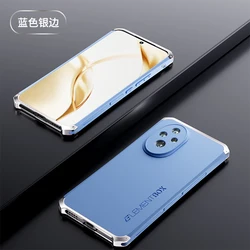 Shockproof Aluminum Metal Phone Case with Soft TPU Edge and Protective Hard Plastic Back Cover for Honor 200 Pro (Blue-Silver)