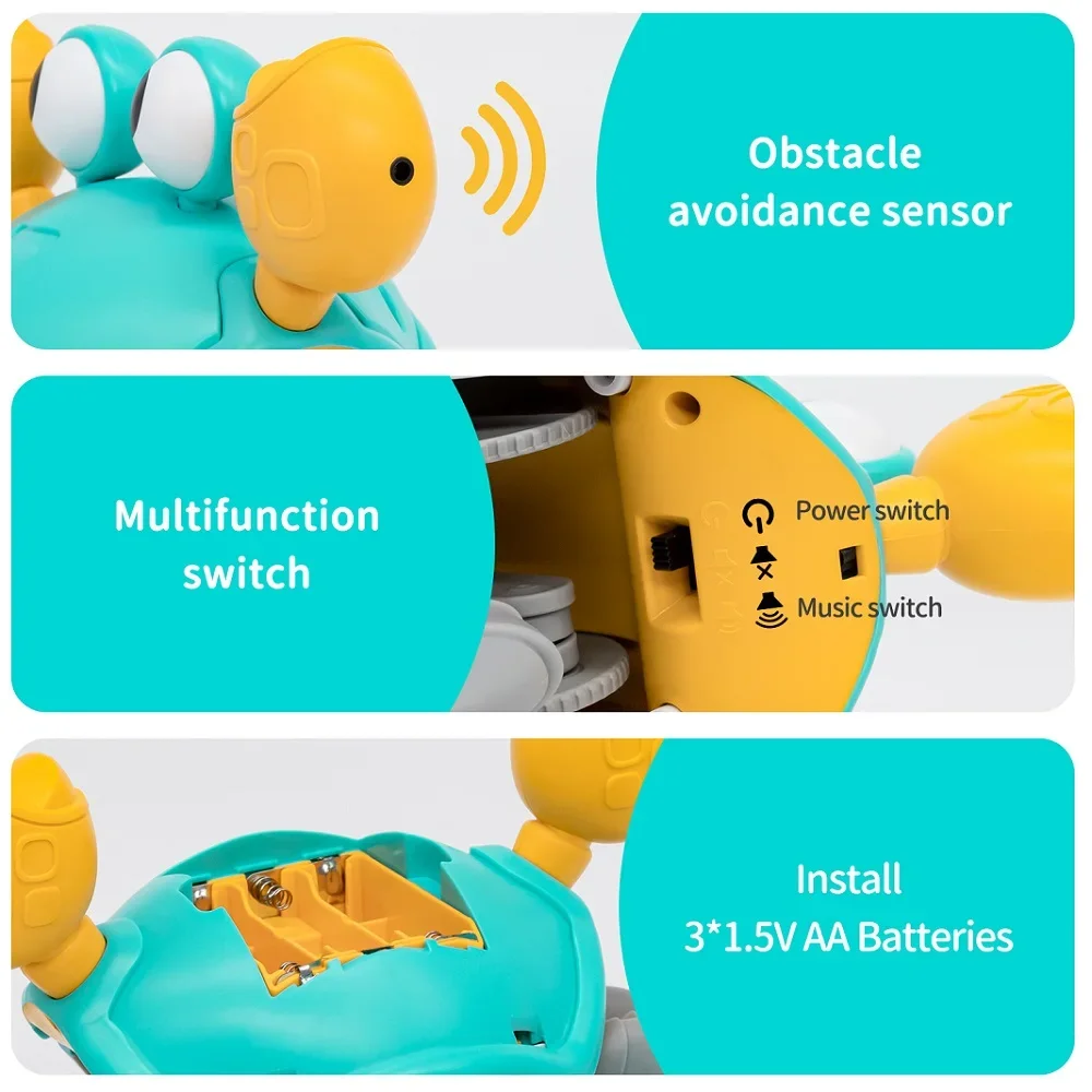 Dancing Crab Run Away Toy for Babies Crawling Interactive Escape Crabs kids electronic toys Birthday Christmas Gift No Battery