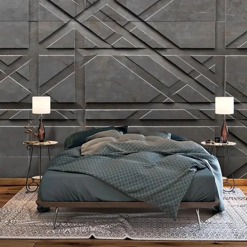 Papel de Parede Mural Personalizado Estéreo 3d Linha Geométrica Afresco Sala de Estar tv Sofá Quarto Decoração Criativa