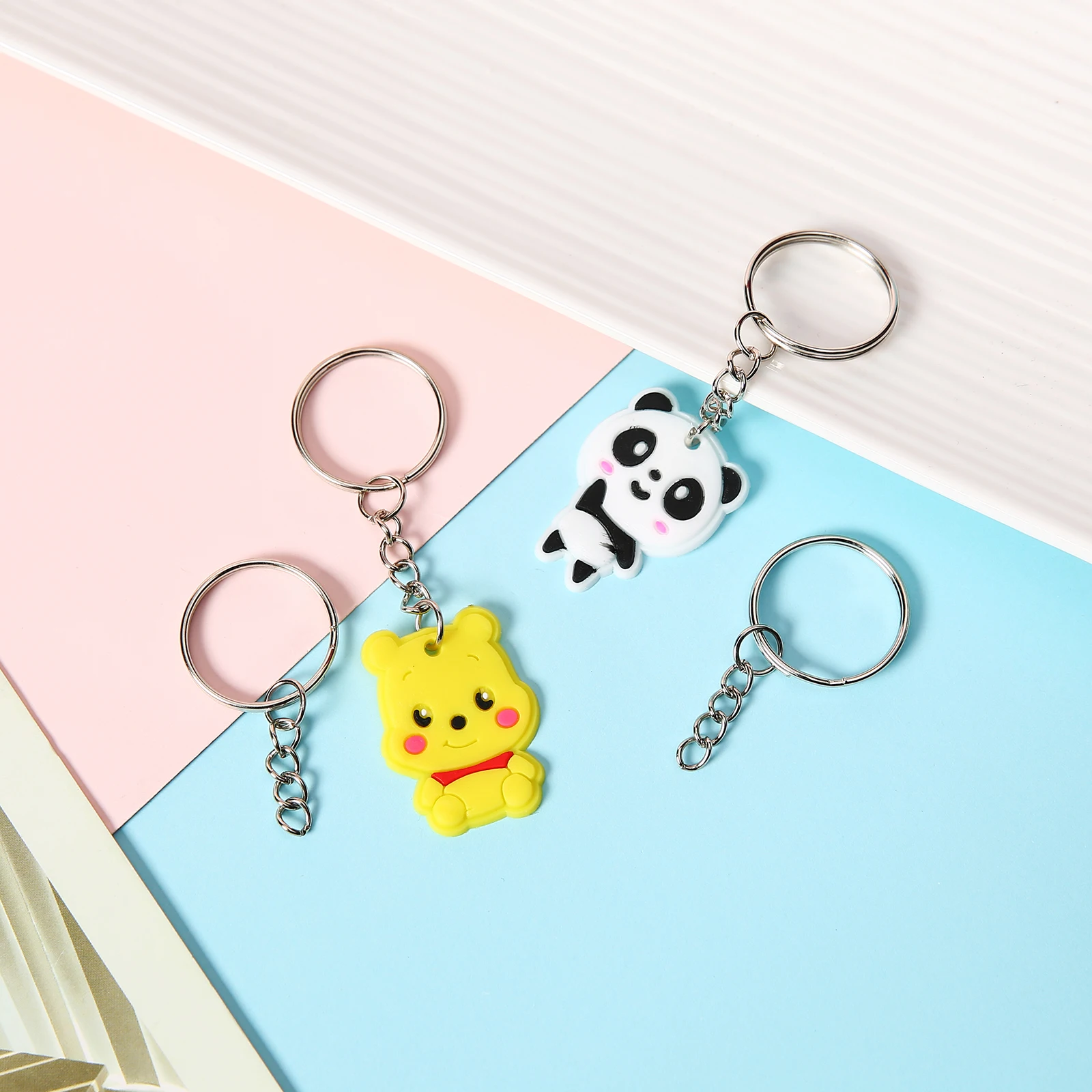 Silver Metal Key Chain Rings with Open Jump Ring and Connector - 25mm DIY Jewelry Accessories