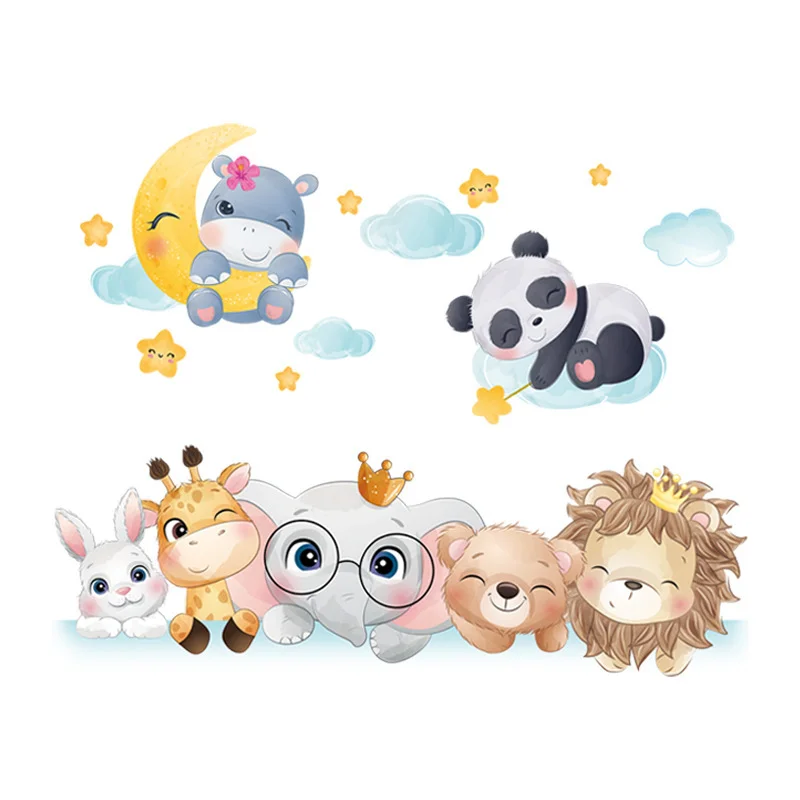 Cartoon Jungle Woodland Animals wall stickers for kids rooms children bedroom decals 3d vivid poster Decor murals Beby Favors wall decal stickers