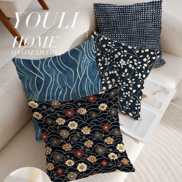 Blue Pattern Pillow Cover 3