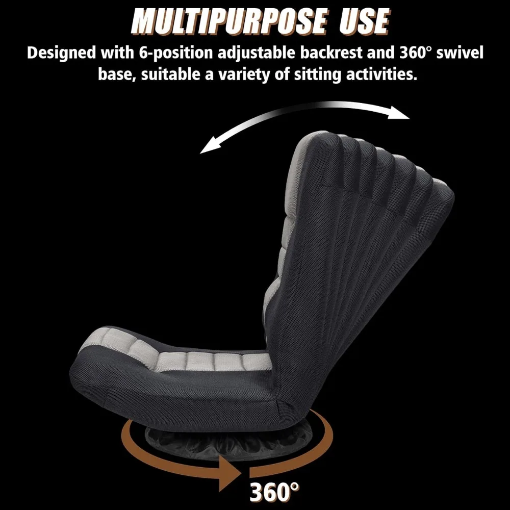 Swivel Gaming Chair Multipurpose Floor Gaming Chair for Playing Video Games, TV, Reading /Lumbar Support 4