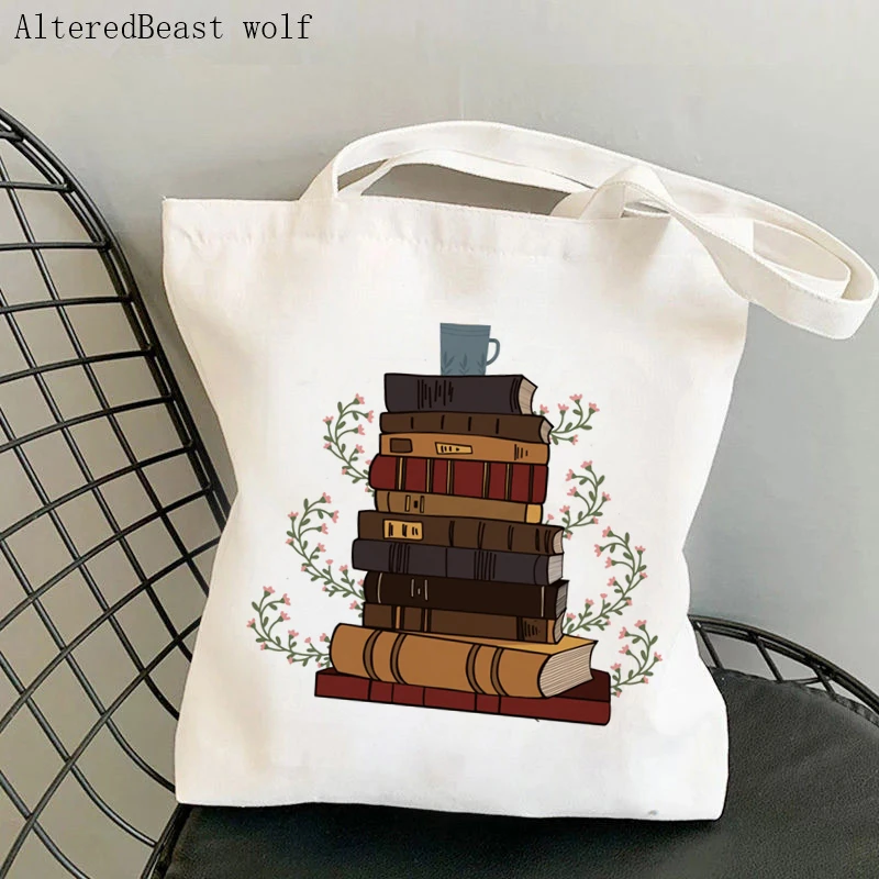 Women Shopper bag Christmas Book Tree Kawaii Bag Harajuku Shopping Canvas Shopper Bag girl handbag Tote Shoulder Lady Bag