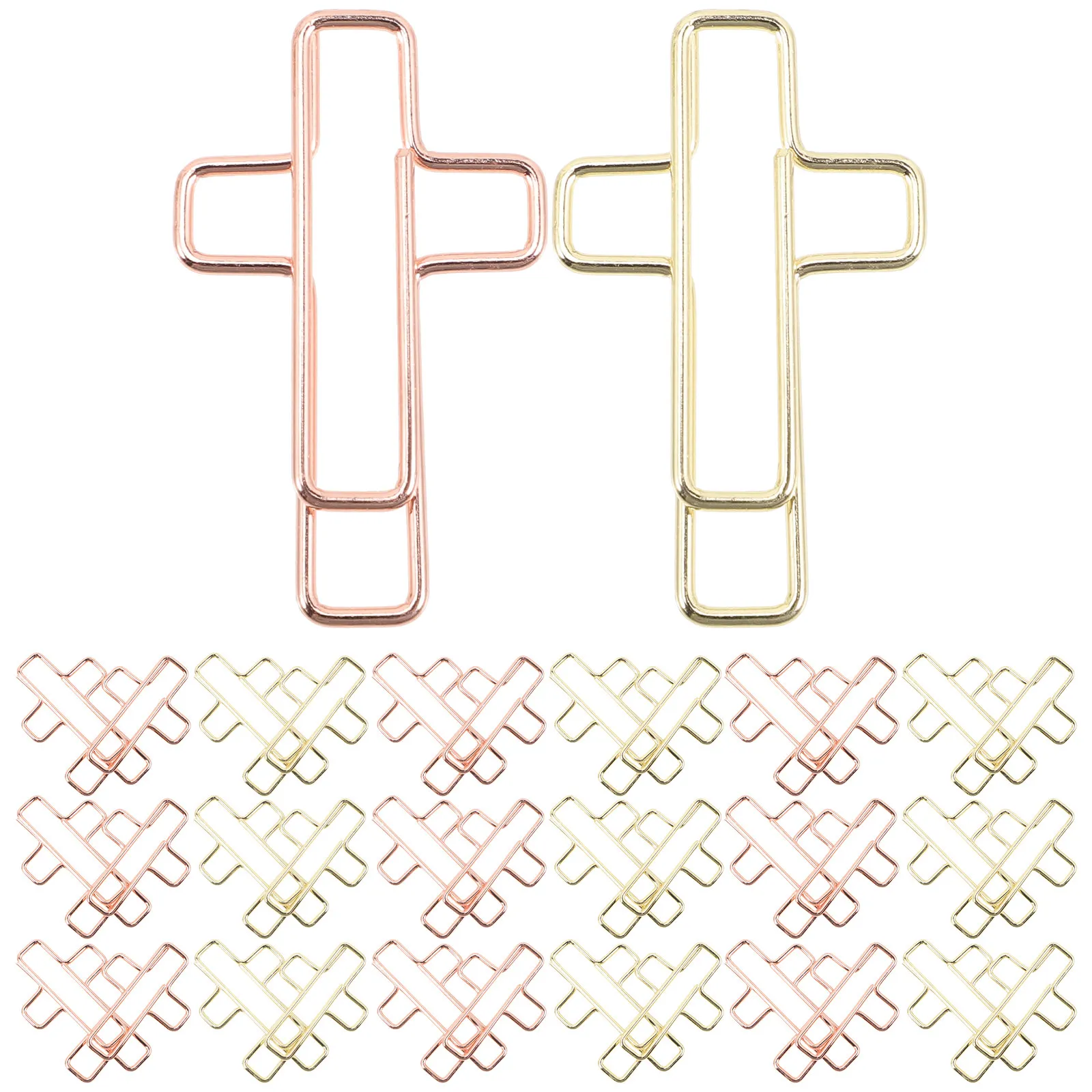 100Pcs 크로스 모델링 종이 클립 높은 내구성 정밀한 솜씨 창의적인 모양의 사무실 문서 클립 파일 사진 노트용