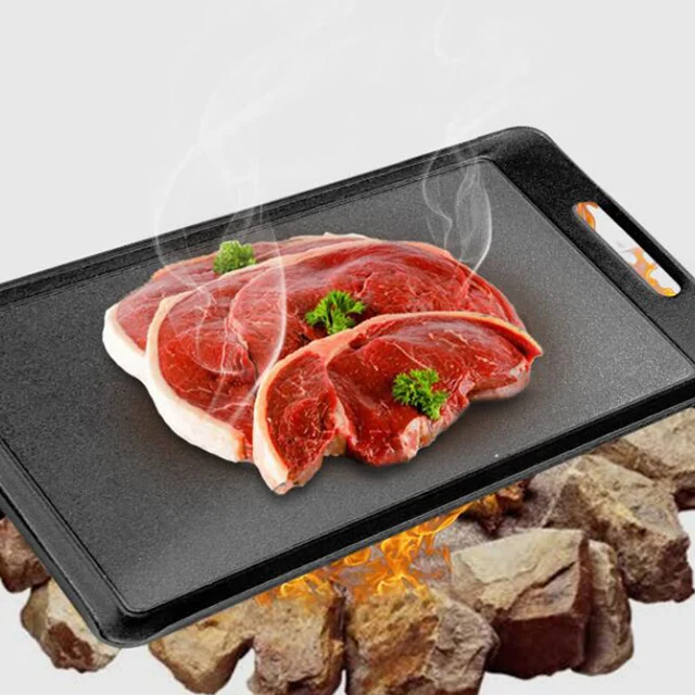 Barbecue Lemez Öntöttvas Serpenyő Rozsdamentes Acél Wok Sült Sütő Tál Bbq Tálca Nem Tapadós Táblák - Image 5