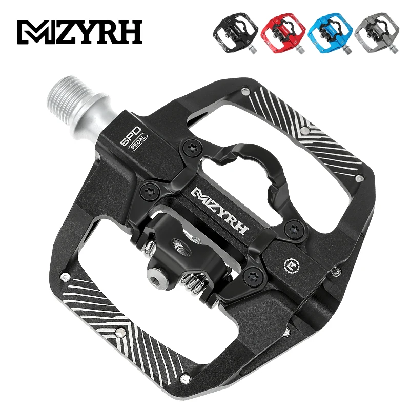 

MZYRH Mountain Bike Pedals Dual Function Sided Pedals Plat & SPD Clipless Pedals Sealed Bearings, 9/16 Bicycle Pedal